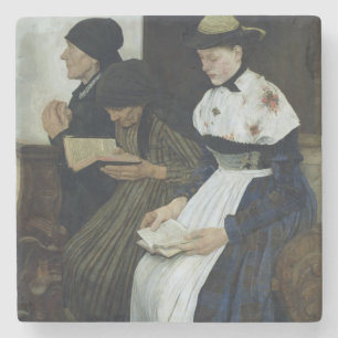 Three Women in Church, 1882 Stone Coaster