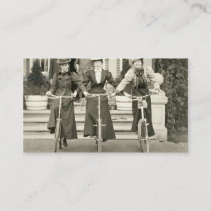 Three women on bicycles, early 1900s business card