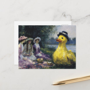 Three Women Picnic With the Giant in Hat Postcard