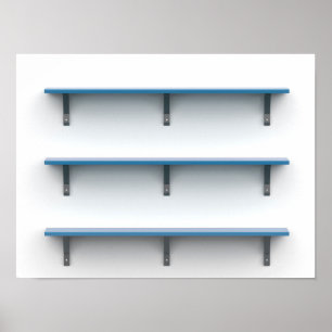 Three wooden shelves on the wall poster