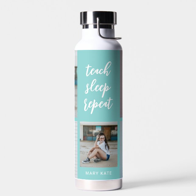 Three Words Collage EDITABLE COLOR Water Bottle (Left)