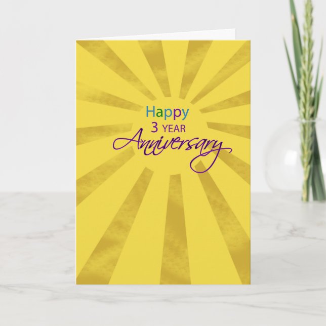 Three Year Employee Business Anniversary Sun Card (Front)