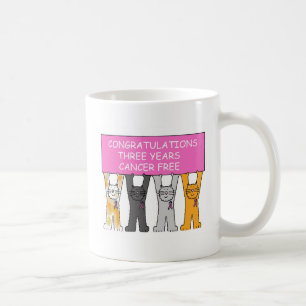 Three years cancer free celebration cats. coffee mug