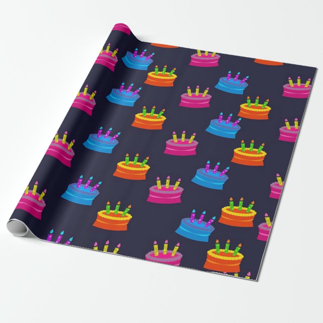 Three years old brightly coloured Kids Birthday Wrapping Paper (Unrolled)