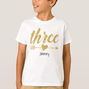Three Years Old Glitter-Print Personalised T-Shirt