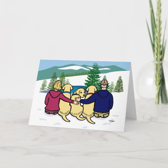 Three Yellow Labradors and Parents Card (Front)