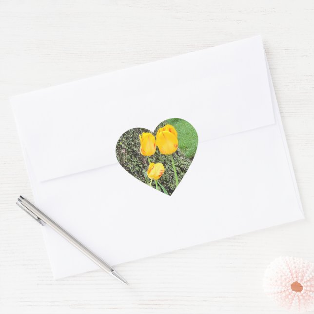 Three Yellow Tulips / Heart Sticker (Envelope)