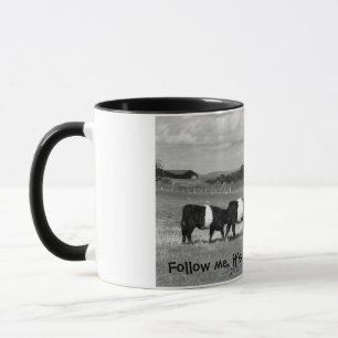 Three young Belted Galloway. "Follow me" Mug