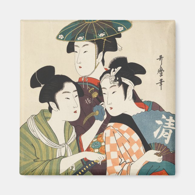 Three young men or women, Utamaro Magnet (Front)