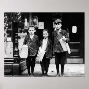 Three Young Newsies - Lewis Hine - Philadelphia  Poster