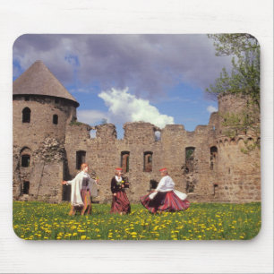Three young women in traditional clothes mouse pad