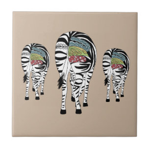 Three zebras ceramic tile