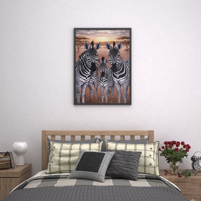 Three Zebras Grazing in Meadow Poster (Creator Uploaded)