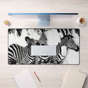 Three Zebras Painting Desk Mat