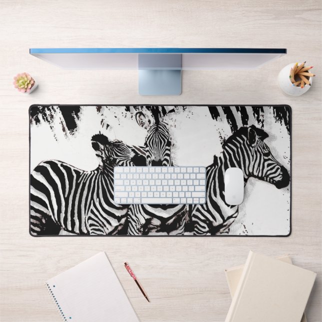 Three Zebras Painting Desk Mat (Office 1)
