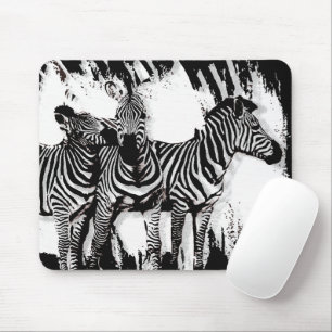 Three Zebras Painting Mouse Pad