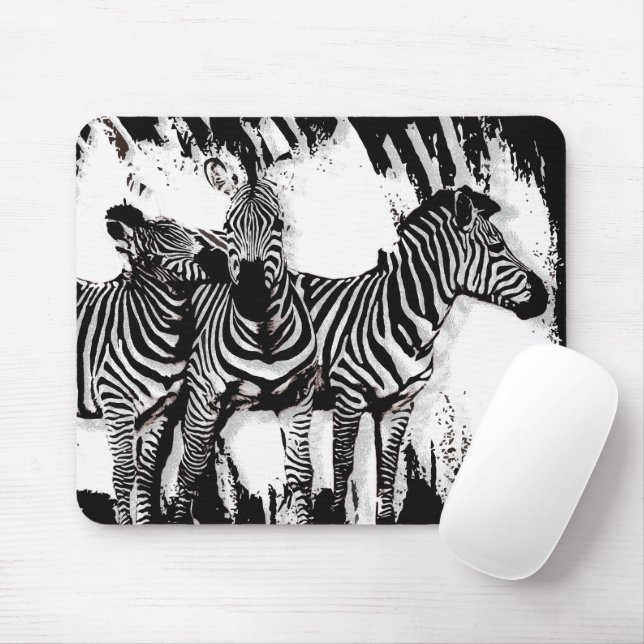 Three Zebras Painting Mouse Pad (With Mouse)