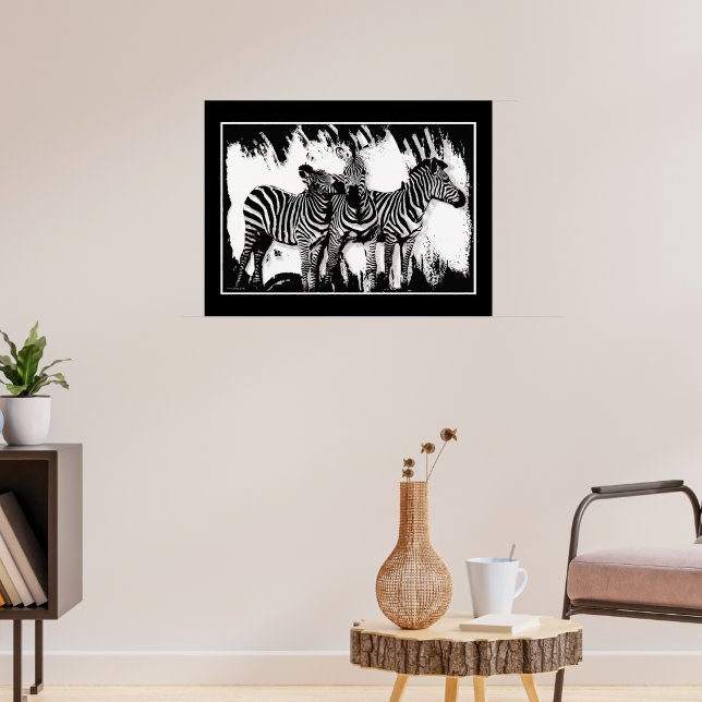 Three Zebras Painting Poster (Living Room 3)