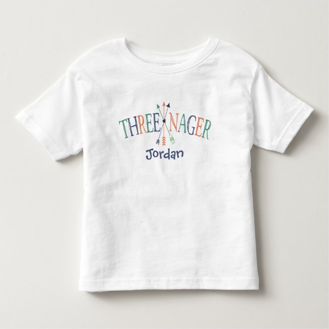 "Threenager" Personalised 3-year-old Toddler T-Shirt (Front)