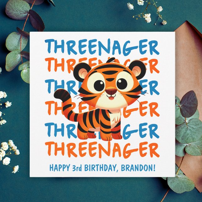 Threenager Tiger Boy 3rd Birthday  Card (Threenager Tiger Boy 3rd Birthday Card
)