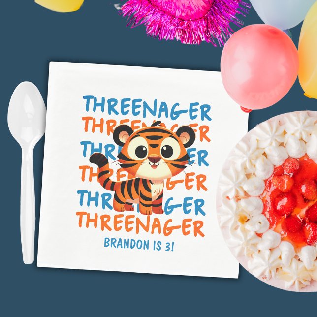 Threenager Tiger Boy 3rd Birthday Party Napkin (Threenager Tiger Boy 3rd Birthday Party Napkins
)