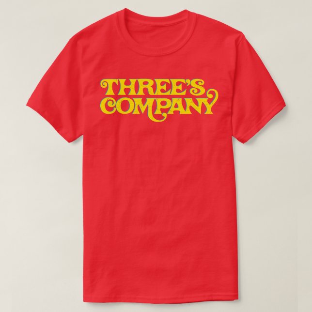 Threes Company Retro Typography Design T-Shirt (Design Front)
