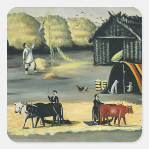 Threshing the floor in a Georgian country Square Sticker