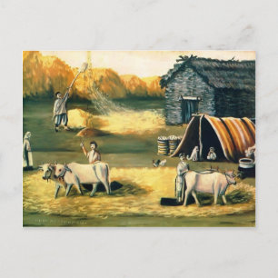 Threshing Yard. Evening. by Niko Pirosmani Postcard