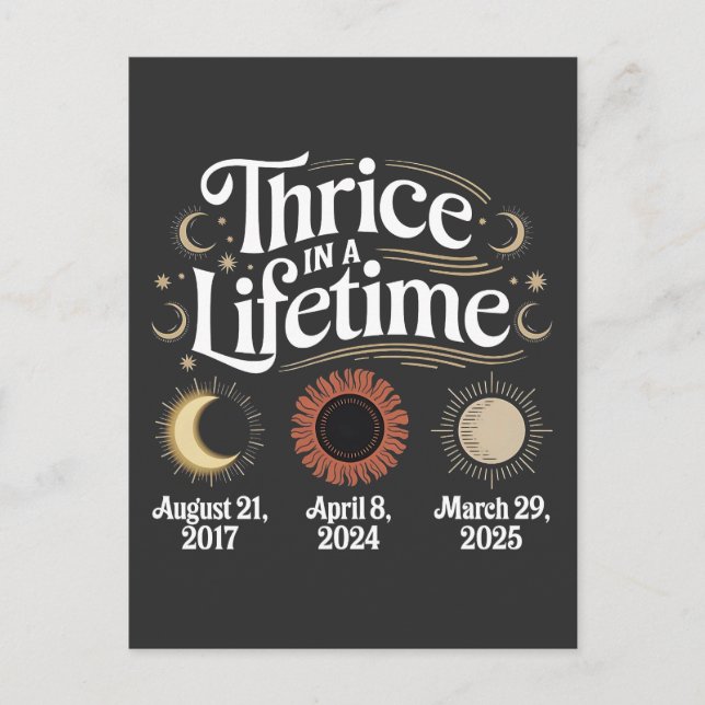 Thrice in a Lifetime 2025 Solar Eclipse Astronomy Postcard (Front)