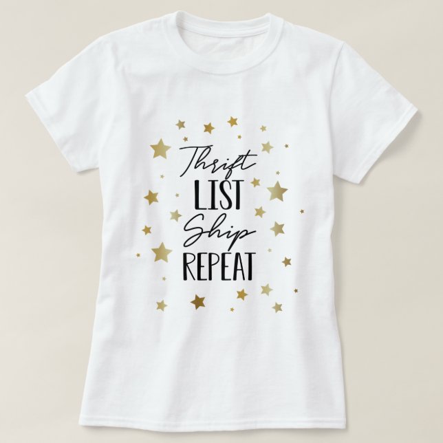 Thrift List Ship Repeat Star Printed T-Shirt (Design Front)
