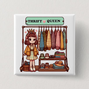 Thrift Queen 15 Cm Square Badge