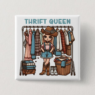 Thrift Queen 15 Cm Square Badge