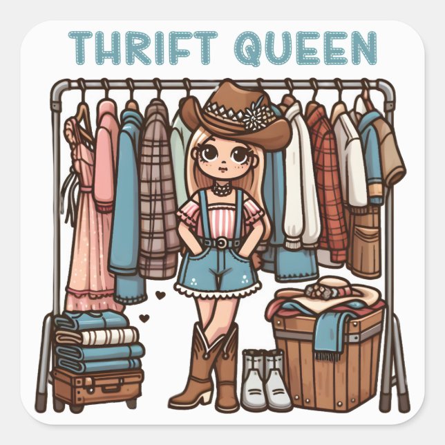 Thrift Queen Square Sticker (Front)