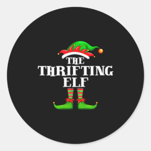 Thrifting Elf Matching Family Group Christmas Part Classic Round Sticker