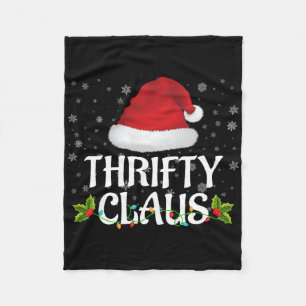 Thrifty Claus Christmas Lights Santa Pajama Family Fleece Blanket
