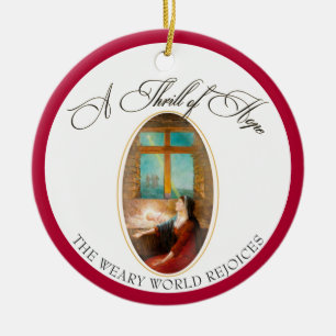Thrill of Hope Burgundy Red Photo Merry Christmas Ceramic Ornament