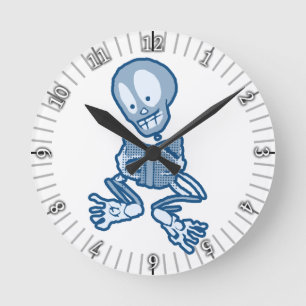 Thrilled Theona Skeleton with Book Round Clock