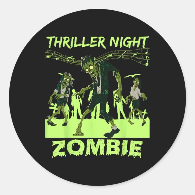 Thriller Night Halloween Dancing Zombie  Classic Round Sticker (Front)