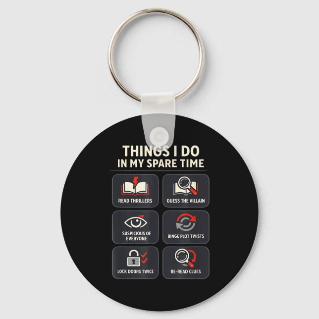 Thriller reader things do in spare time book lover key ring (Front)