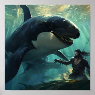 Thrilling Clash: Gigantic Orca vs. Jack Sparrow 2 Poster