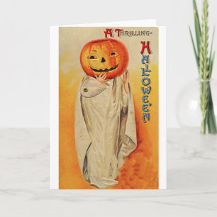 Thrilling Halloween Pumpkin Costume Card