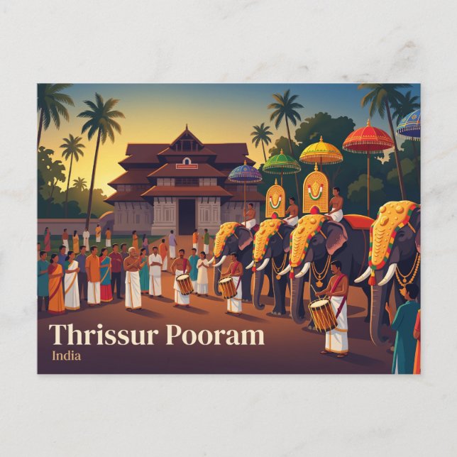 Thrissur Pooram India Postcard (Front)