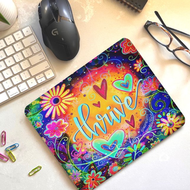 Thrive Inspirivity Colourful Heart Flower Fun Mouse Pad (Creator Uploaded)