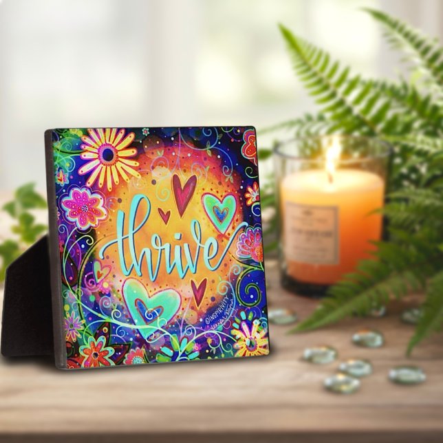 Thrive Whimsical Fun Floral Inspirivity Easel Plaque (Creator Uploaded)