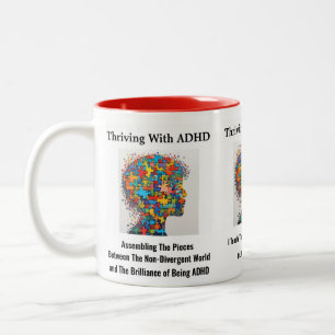 Thriving With ADHD*Assembling The Pieces ADHD Two-Tone Coffee Mug