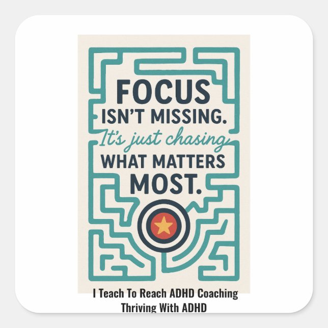 Thriving With ADHD Square Sticker (Front)