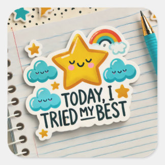  Thriving With ADHD* Today I Tried My Best Square Sticker