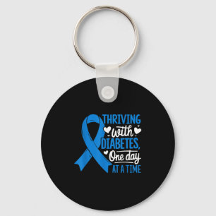 Thriving With Diabetes Glucose Sugar Blue Ribbons  Key Ring