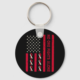 Throat Cancer Awareness Burgundy Ivory American Key Ring