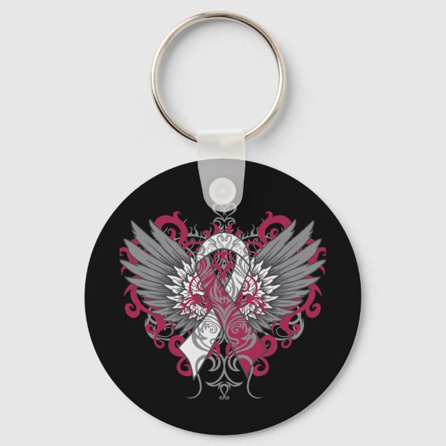 Throat Cancer Cool Wings Key Ring (Front)
